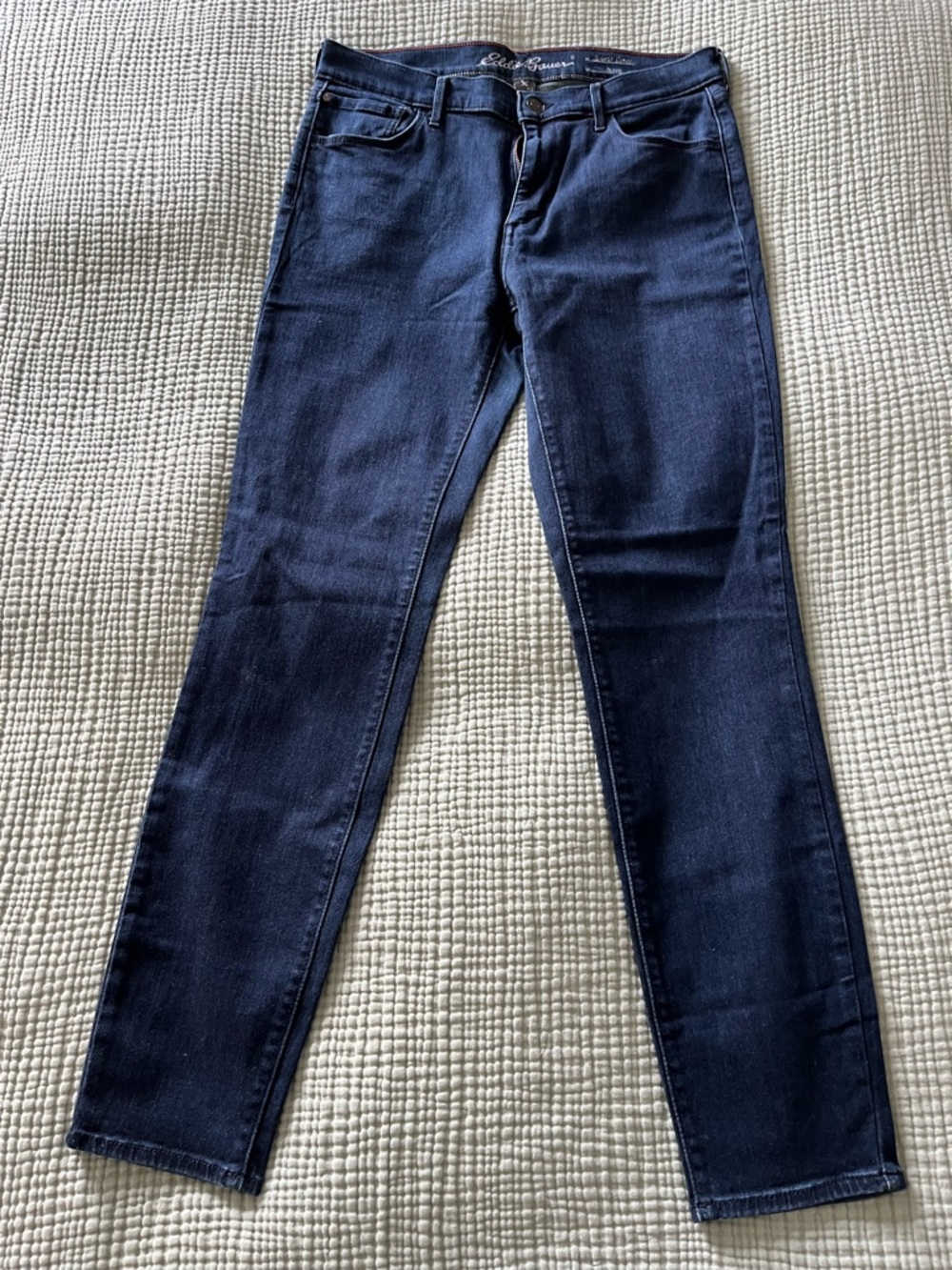 Eddie Bauer Straight Leg Skinny Jeans in Dark Indigo Blue